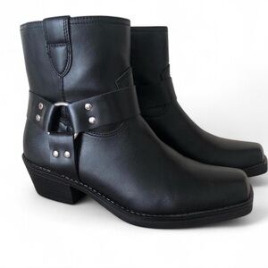 Black Motorcycle Biker Boots Size 8